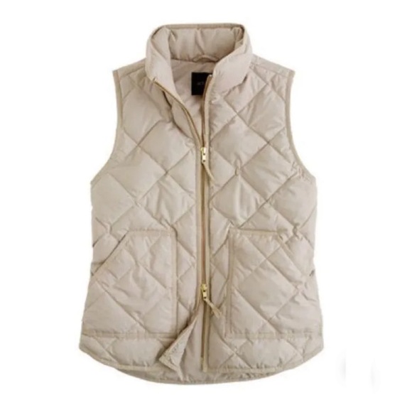 J. Crew Jackets & Blazers - J. Crew Quilted Down Feather Tan Puffer Vest Size XS